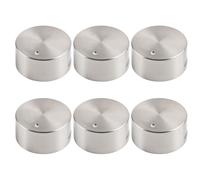 6 Silver Cooker Knobs, Universal Gas Hob Knobs for Ovens and Stoves, 6mm Metal Replacement Dials, Round Switch Knob, Kitchen Switch Replacement Parts