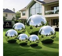 6 Silver Inflatable Mirror Balls, Reusable PVC Mirror Balls, Large Event Decoration, Hanging and Standing Disco Ball with Electric Pump for Event Wedding Decoration