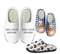 6 Sizes AvailablePersonalized Custom Photo Pet or Face Cotton Slippers for Men Women Non-Slip Indoor Gifts for Family Couples (white, Adult, Men, 8, Numeric, UK Footwear Size System, Wide)