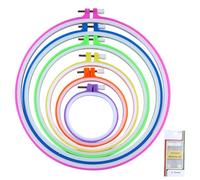 6 Sizes Colorful Round Embroidery Hoop Set,Embroidery Ring Plastic Circle Stitch Hoop Rings for DIY Craft Sewing,with 16pcs Gold Eye Sewing Needles