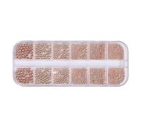 6 Sizes Nail Charm Gold Silver Caviar Beads, Mini Small Stainless Steel Nail Beads for Acrylic Nails, Gold Nailed Charm with Gems Balls Chains, Caviar Beades for Nails Art DIY Accessories (CTH14)