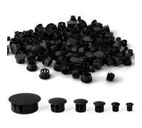 6 Sizes Plastic Hole Plugs, 3/16",1/4", 3/8", 1/2", 5/8", 3/4" Screw Hole Plugs Screw Plastic Covers Furniture Hole Plug Assortment for Locking Hole Tube Furniture Cabinet (200pcs, Black)