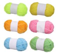 6 Skeins 50g Sparkly Scrubby Yarn for Dishcloths 100% Polyester Yarn Quick Dry Dishcloth Crochet Knitting Yarn Assorted Color Scrubby Crochet Yarn