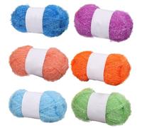 6 Skeins 50g Sparkly Scrubby Yarn for Dishcloths 100% Polyester Yarn Quick Dry Dishcloth Crochet Knitting Yarn Assorted Color Scrubby Crochet Yarn