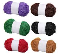 6 Skeins 50g Sparkly Scrubby Yarn for Dishcloths 100% Polyester Yarn Quick Dry Dishcloth Crochet Knitting Yarn Assorted Color Scrubby Crochet Yarn