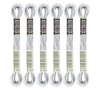6 Skeins Embroidery Thread, Metallic Silver Embroidery Floss Friendship Bracelet String, Polyester Cross-stitch Threads Friendship Bracelet String for Hand Embroidery, String Art