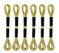 6 Skeins Embroidery Threads, Metallic Embroidery Floss Friendship Bracelet Cross Stitch Thread for Sewing Making Yarn Craft String Art Supplies (Gold)