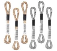 6 Skeins Metallic Embroidery Floss, Silver and Light Gold Metallic Thread for Embroidery, Friendship Bracelet String Cross Stitch Thread, Polyester Craft Yarn for Hand Embroiderys String Art DIY