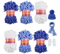 6 Skeins of Fluffy Polyester Yarn, Finger Loop Chunky Yarn, Bulk Pack of 6, 600G, Cozy Hand-Knitting Loops for Beginners and Experts, No Hooks Needed