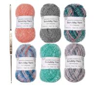 6 Skeins Sparkles Scrubby Yarn, Exquisite Crocheting Weaving Yarns, Newest Polyester Scrubby Assortment Dishcloths Yarn, for Crocheting Knitting Dishcloths Washcloths Home Decor