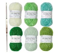 6 Skeins Sparkles Scrubby Yarn, Newest Polyester Scrubby Assortment Dishcloths Yarn, Exquisite Crocheting Weaving Yarns, for Bath Towels, Dish Towels
