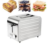 6 Slices Toaster Commercial Pop-Up Toaster With Extra Wide Slots, 7 Browning Levels, 2250W Stainless Steel Toasters, Removable Crumb Tray, Defrost/Cancel/Reheat Function(2 piezas)