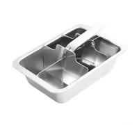 6 Slot Stainless Steel Ice Cube Tray with Lever Mechanism for Easy Ice Extraction and Construction
