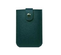 6 Slots Portable Credit Card Holder with Press Button - Grooved Pull-Out Wallet for Membership & ID Cards, Green, Modern