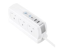 6 Socket Extension Lead | Masterplug | Surge Protected | 2x USB A Ports | 2m