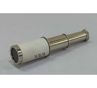 6" Solid Brass Handheld Telescope - Nautical Pirate Spy Glass Rustic Vintage Home Decor Gifts (Silver & White Leather Grip)