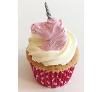 6 Sparkly Baby Pink Sugar Unicorn Heads with Silver Horn- Edible & Handmade with love in the UK!
