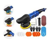 6-Speed Dual Action Car Polisher Buffer Sander Detail Orbital Polishing Machine, 6 Speed, with 13pcs 5-Inch Polishing Pads and 12 Sandpapers