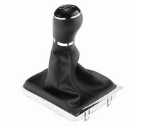 6 Speed Gear Shift Knob Gaiter Boot Frame Kit, Chrome - Edged Black Knob with Synthetic Leather Gaiter, Direct Fit Replacement for B7 2011-2012 Interior
