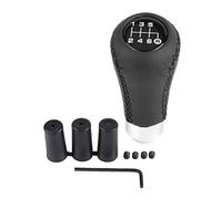 6 Speed Gear Shift Knob, Universal PU Leather Shifter Stick with 3 Hoses Fit for Most Car Vehicle (Black)