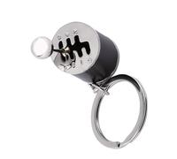 6 Speed Stick Gear Knob Keyring Car Part Keychain for Car Fans, Compact Design with Gear Shifter Moving Action, Creative Auto Metal Alloy Key Rings (Black)