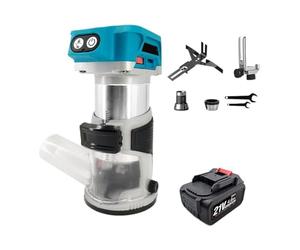 6 Speeds Brushless Electric Hand Trimmer Cordless Wood Router Woodworking Engraving Slotting Trimming Milling Machine Powerful Power(2PCS 4000mAh Battery)