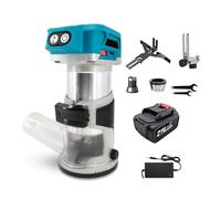 6 Speeds Brushless Hand Electric Trimmer Cordless Wood Router 6/6.35/8mm Woodworking Engraving Slotting for 18V Battery Powerful Motor for Precise Cutting(1 pc Big Battery)