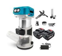6 Speeds Brushless Hand Electric Trimmer Cordless Wood Router 6/6.35/8mm Woodworking Engraving Slotting for 18V Battery Powerful Motor for Precise Cutting(2 pcs Big Battery)