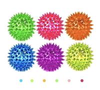 6 Spiky 6.5cm LED Flashing Bouncy Disco Balls with Light, Squishy Stress Relief Fidget Squeezy Spikey Ball Toy for OCD ADHD ADD & Autism High Anxiety Levels, Pet Toy or Baby Sensory Class (6_Pack)
