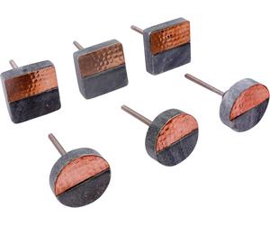 6 square & round stone knobs. 40 mm | Beautiful handles in blue and gold | Sui