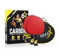 6 Star Ping Pong Racket | 2 Pack | Professional Heavy Pro Carbon Racket, Maximum Spin, 2mm Dense Foam, Free Case | Ideal Beginner to Pro | Training & Competition