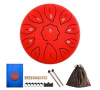 6" Steel, 11-Note G Tone with Bag & Mallets - Perfect Relaxing Gift for Beginners & Families (Red)