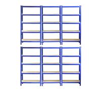 MonsterShop Pack Of 6 Garage Shelving Units - 5 Tier Heavy Duty Rack For Storage Steel Utility Shelves