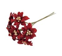 6 Stem Red Mini Artificial Christmas Poinsettia Flower Spray x 10cm