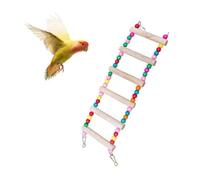 6-Step Bird Ladder Bridge,12 x 4 Inches Raw Wood and Edible Dye,Pet Hamster Climbing Ladder Swing Toys Suitable for Macaws, African Greys, Budgies, Cockatiels & Parakeets,Bird Cage Accessories