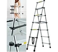 6 Step Ladder Aluminium Stepladder Heavy Duty 150kg/330lbs Capacity Telescopic A-Frame Stepladder Portable Non Slip Safety Ladder EN131 Standard