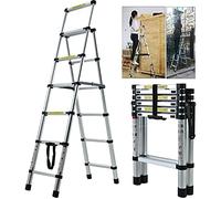 6 Step Ladder Telescopic Step Ladder Aluminum Non Slip 6 Treads Tall Stepladder Heavy Duty 150KG Load Capacity for Home Kitchen Office Household EN131 Approved