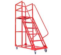 6 Step Rolling Ladder, Warehouse Non-Slip Rolling Stairs, Industrial Steel Rolling Ladder Moveable, Shelves Rolling Step Ladder, 1200LBs Capacity, Height 88.6",Gray