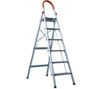 6 Step - Step Ladder Aluminum Lightweight Folding Anti-Slip Stepladders with Rubber Hand Grip 150kg Capacity for Home and DIY