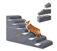 6-Steps Dog Stairs for High Bed and Couch-65 cm High for Dogs, Wider Pet Stairs for Small Old Large Cats,30°Steady Non-Slip Dog Steps/Ramp with Removable Cover