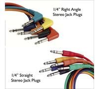 6 STEREO Patch Leads / Cables with Right Angle - Straight Plugs - 90cm - FL1590