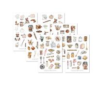 6 Sticker Sheets Baking Sticker Set - Journal Sticker, Planner Sticker, Sticker, Sticker Recipes, Kitchen, Cooking, Baking Book, Tableware, Food and Drink, Cookbook, Bread, Dough, Bakery, Pot, Cute
