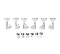 6 String 18:1 Sealed Bass Tuners Bass Guitar Tuning Keys Pegs Bass Tuning Machines Compatible with Ibanez/Yamaha Style Acoustic/Electric Bass Chrome 3L/3R