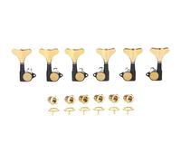 6 String 18:1 Sealed Bass Tuners Bass Guitar Tuning Keys Pegs Bass Tuning Machines Compatible with Ibanez/Yamaha Style Acoustic/Electric Bass Black with Gold 3L/3R