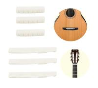 6 String Acoustic Guitar Bridge Saddle & Nut Set, Made of Real Bone Fit for 74mm Bridge Slot, 43mm Neck Slot for Acoustic Folk Guitars, Guitar Accessories Replacement (Ivory Color) 3 Pairs