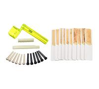 6 String Acoustic Guitar Nut Saddle Part + 2X String Winder with 10Pcs Alto Saxophone Reeds Sax Reeds Strength 2.5