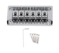 6 String Bass Bridge, with Locking Zinc Saddle, String Electric Guitar Bridge Kit, Non Vibrato Upgrade for Guitar (Chrome)
