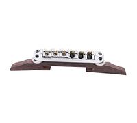 6 String Bridge,Adjustable Height Rosewood Base Bridge with Roller Replacement for SG Jazz Guitar (Silver)