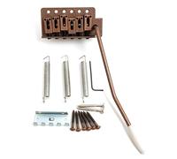 6 String Bronze Tremolo Bridge Assembly for Fender ST TL Style Electric Guitar, Compatible with Strat Tele Style, Concave Saddles, Full Metal Tremolo System Kit (Copper color)