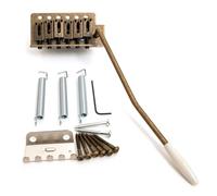 6 String Bronze Tremolo Bridge Assembly for Fender ST TL Style Electric Guitar, Compatible with Strat Tele Style, Concave Saddles, Full Metal Tremolo System Kit (Brass color)